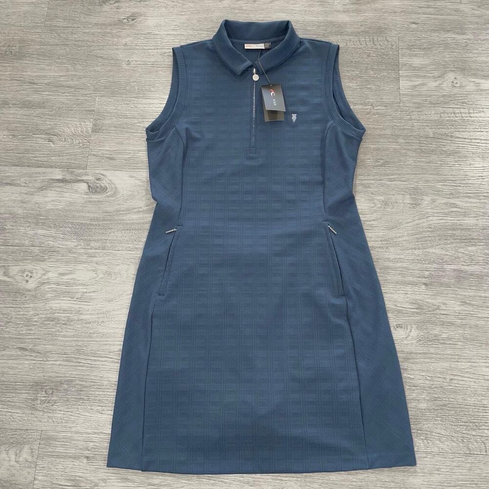Kjus Hartlee Texture Golf Dress Women 42 XL 1/2 Zip Golf Polo Shorts UPF 30+ NWT